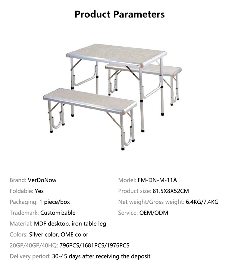 Portable Dining Table Set with Bench Modern