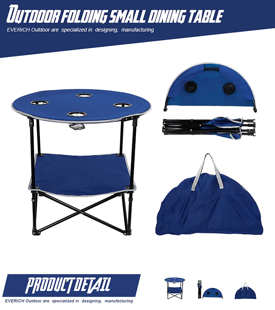 Hot Sale Outdoor Camping Table with Carry Bag Foldable Round Fabric Portable Barbecue Picnic Table