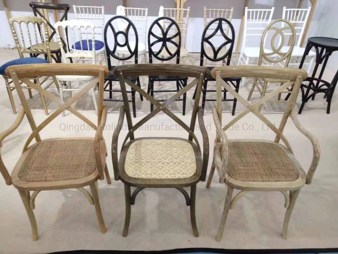 Wholesale X Strips Back New Wood Dining Stackable Cross Back Chair for Dining Wedding Event Retntal Dining Room