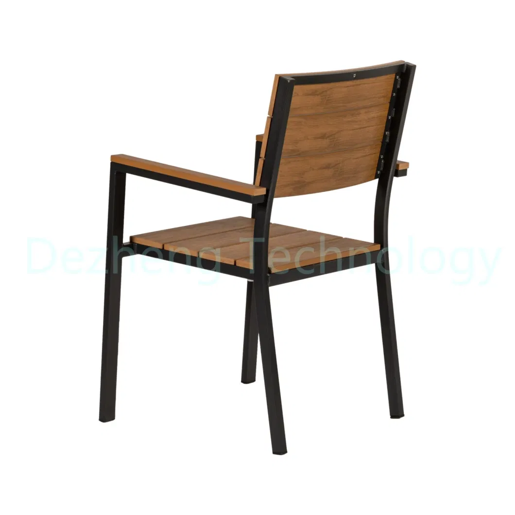 Heavy Duty Balcony Leisure Outdoor Cafe Shop Black Plastic Wood Dining Chair