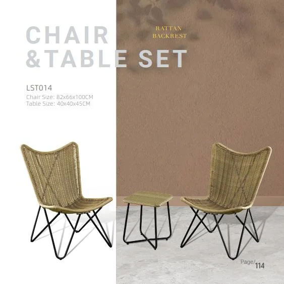 Outdoor French Stylish Rattan Chairs Villa Wicker Chair Bistro Butterfly Rattan Chair