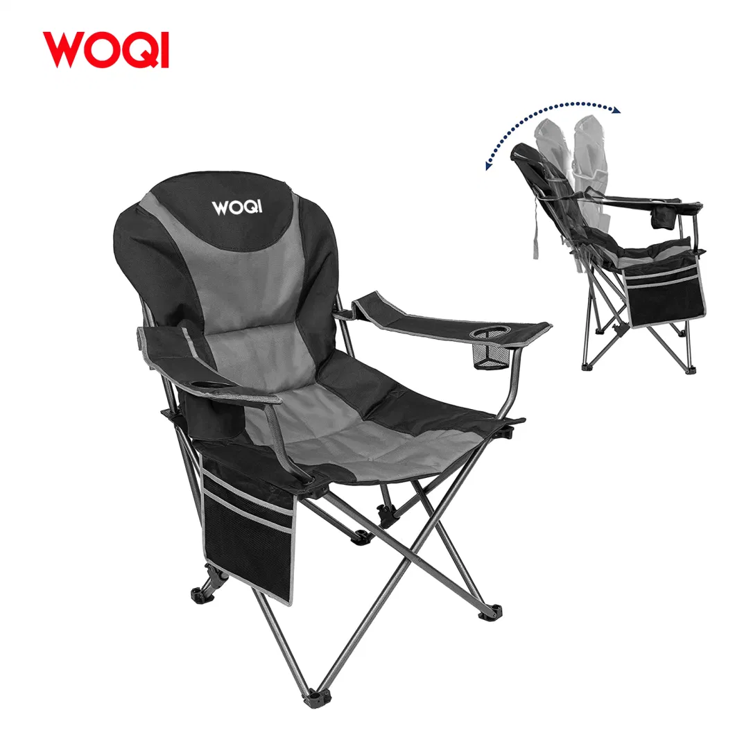 Black Foldable Lightweight Camping, Picnic, and Fishing Chair with Armrest and Storage Bag