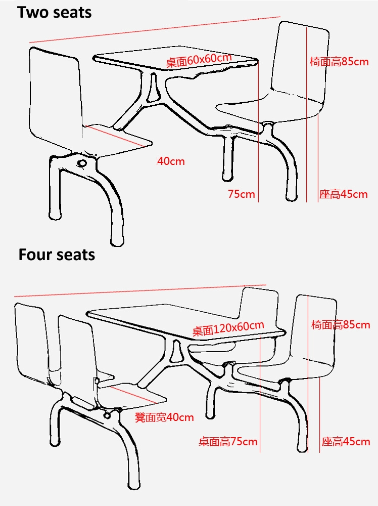 Cheap Staff Snap Food Restaurant Industrial Staff Steel Canteen Furniture Dining Table and Chairs for Home/Office/ Snap Food Restaurant/Cafeteria