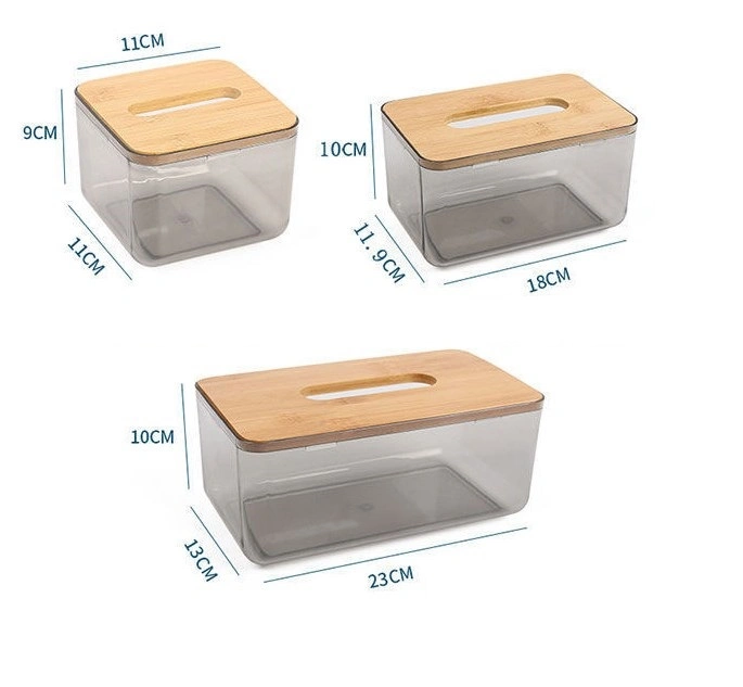 Transparent Funny Tissue Box with Bamboo Lid