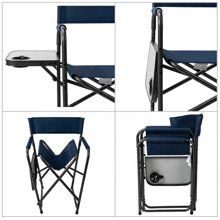 Design Chair Outdoor Folding Metal Director Chair with Side Table