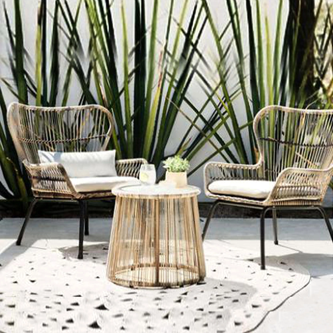 Outdoor Garden Coffee Dining Table Set and Texti-Lene Bistro Fabric Wicker Chair