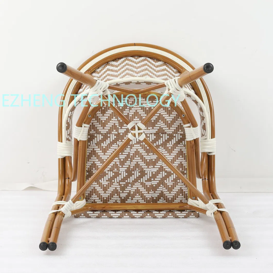 Modern Outdoor Restuarant Bamboo Grain Aluminum Cane Rattan Dining Chair