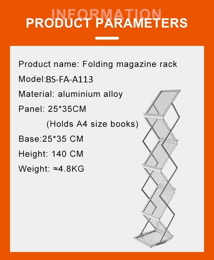 Library Aluminium Alloy Metal Folding Magazine Rack