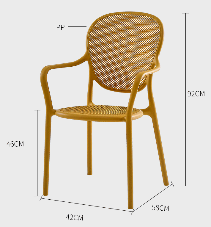 Nordic Plastic Dining Chairs Backrest Chairs Restaurant Armrests Stackable Plastic Chairs