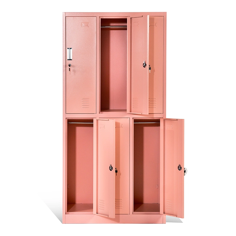 Colorful 6 Compartment School Clothes Locker Steel Changing Room Wardrobe Locker