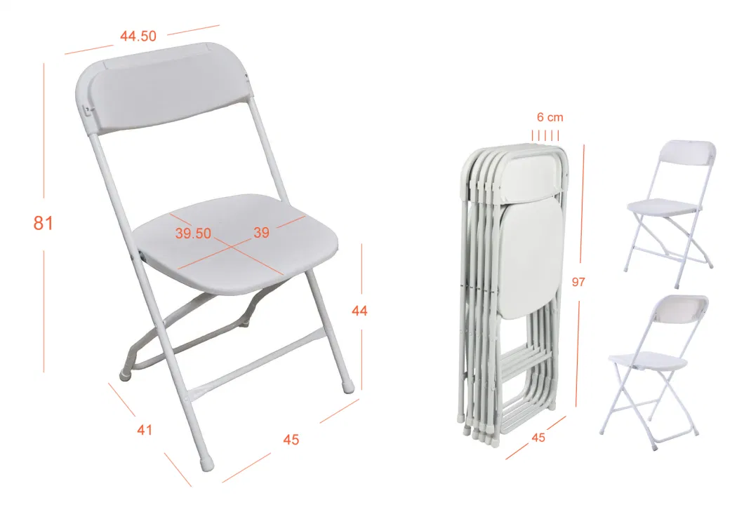 Commercial Grade White Plastic Folding Beach Chair for Indoor or Outdoor Events