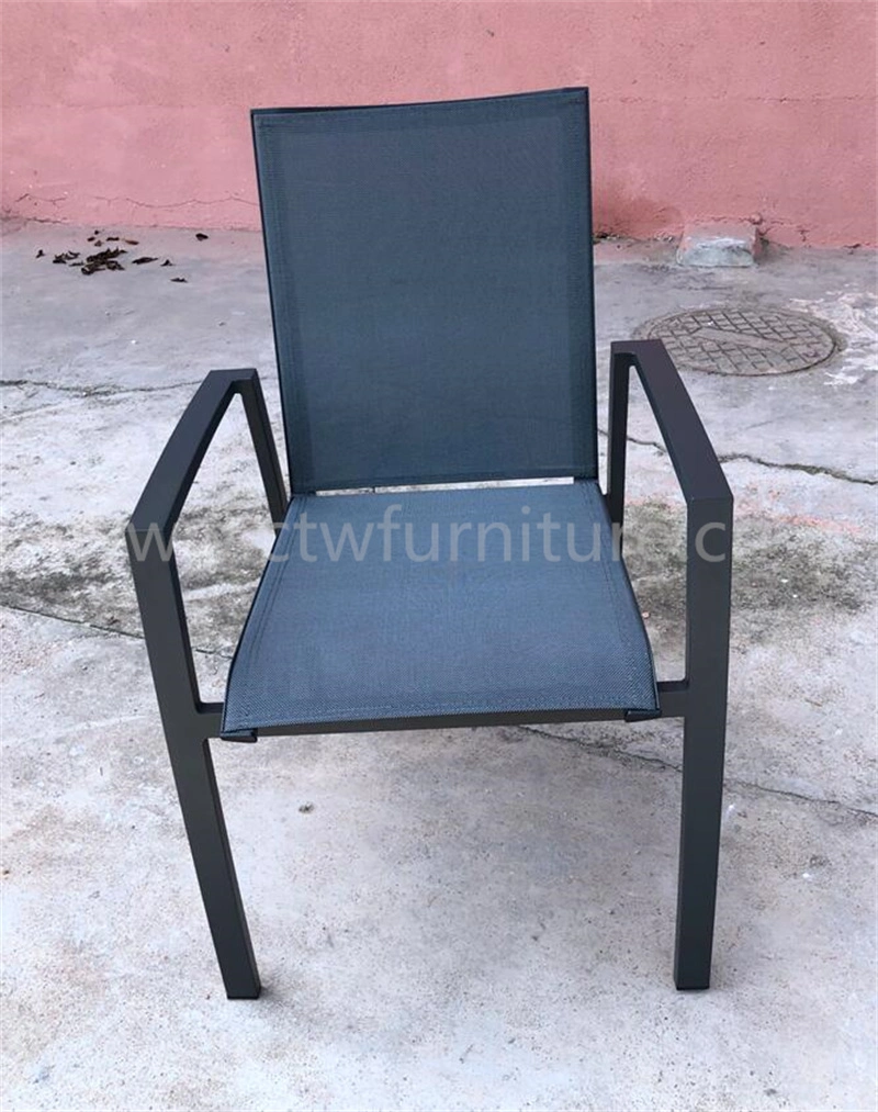 Garden Patio Textilener Chair Outdoor Furniture Stackable Aluminum Dining Mesh Fabric Chair