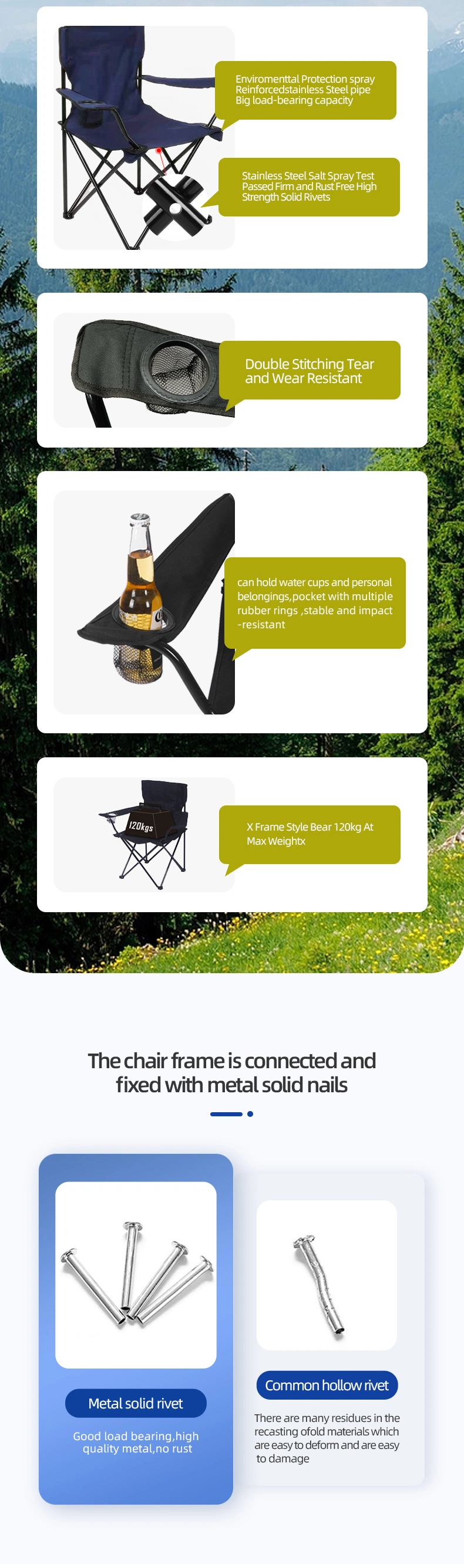 Customizable Color X-Shaped Bracket Durable Folding Chair for Hiking