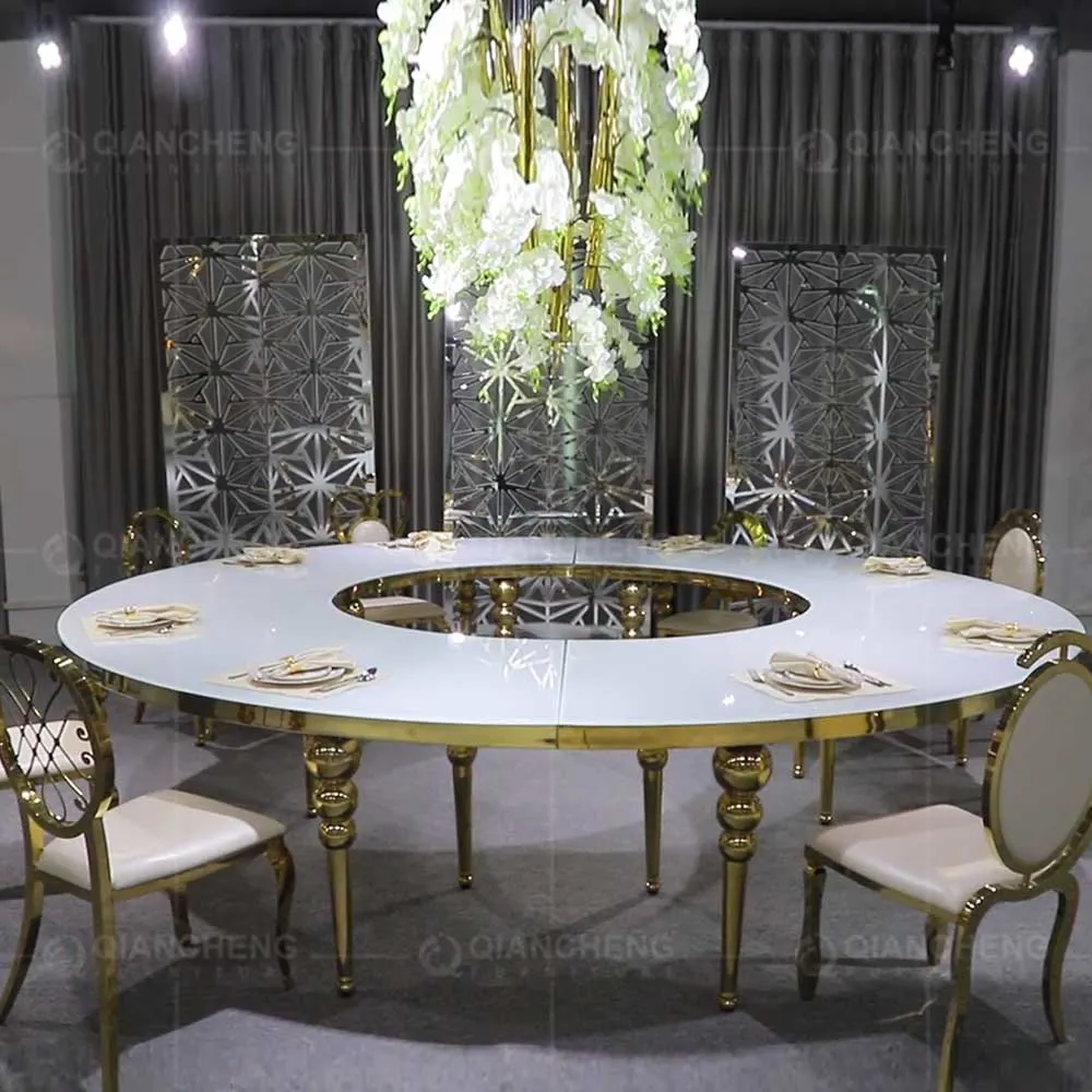 Wholesale Luxuary Golden Stainless Steel Used Banquet Tables and Chairs