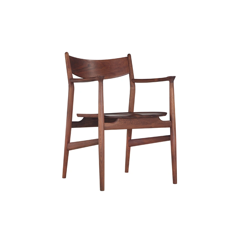 North American Black Walnut Backrest Armrests Solid Wood Dining Chair