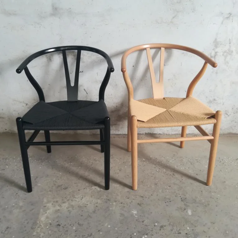 Black Hans Wegner Chair Y Wishbone Chair with Armrest