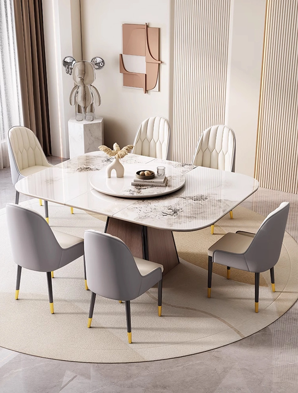 Modern Luxury Design Marble Top Dining Table 4 6 Chairs Set Dining Room Furniture Folding Table and Chairs for Dining Room