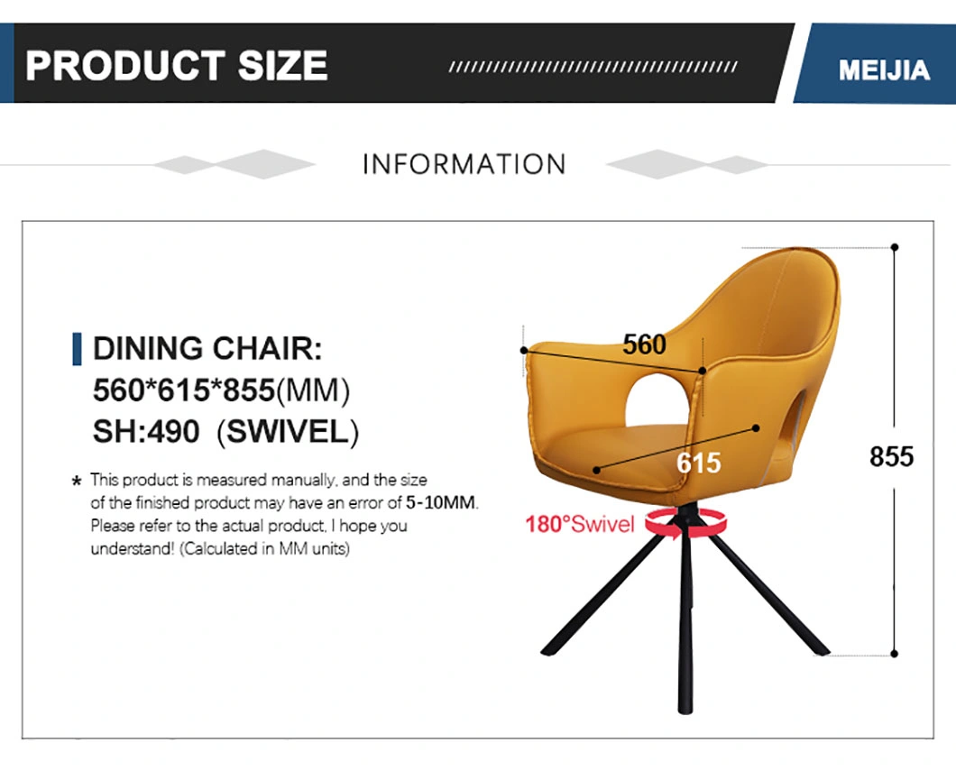 Modern Little Fresh Dining Chair with Armrests Dining Room Chair Swivel Chair