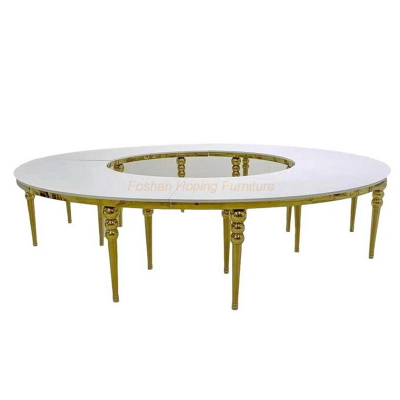 Modern Home Restaurant Furniture Set Special Love Shape Metal Wedding Table Glass Wood Top Dining Room Table