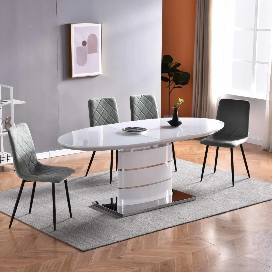 Nordic Style Cheap Price MDF Top Panel Tables and Velvet Chairs Dinning Room Furniture Dining Tables Set Hot Sale MDF +Glass Top Dining Table