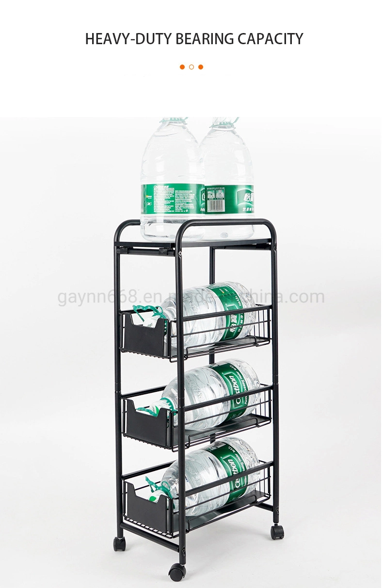 Shelving Bathroom Organizer Multiple Tier Stainless Steel Kitchen Storage Rack for The Narrow Space Storage Cart with Wheels