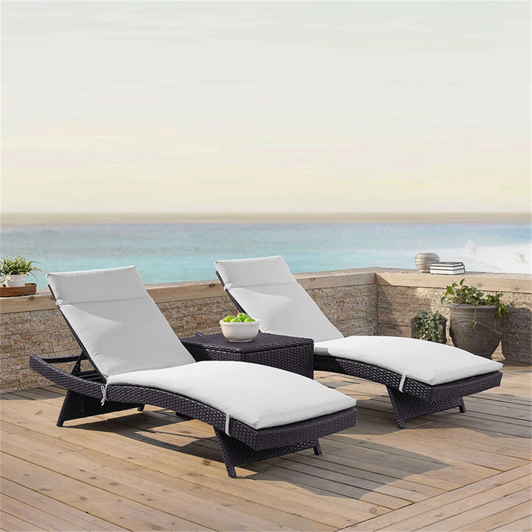 Outdoor Hotel Garden Wood Furniture Design Rattan Sun Lounger