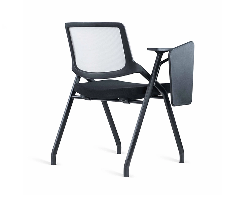 Black Foldable Space Saving Durable Meeting Training Chair with Writing Board