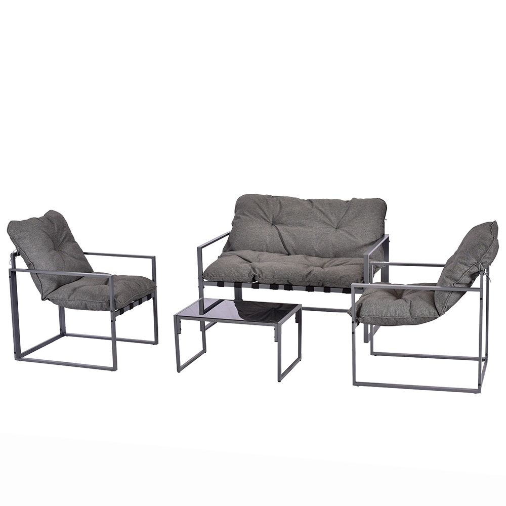 Outdoor Patio Leisure Sofa Set Garden Steel Furniture Set 4 Pieces Steel Sofa Set