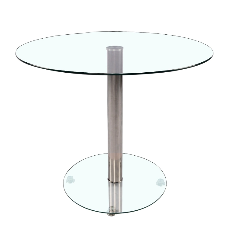 Modern Wholesale Round-Shape Table Garden Dining Tempered Glass Top Stainless Steel Leg Dining Table