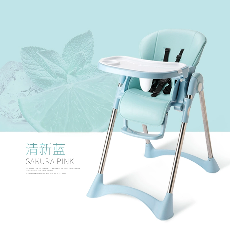 Portable Kids Table Foldable Dining Chair Adjustable Height Baby High Chair Baby High Feeding Chair