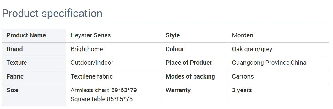 Heystar Series Wholesale Top Furniture Factory Outdoor Garden Folding Dining Table and Chairs