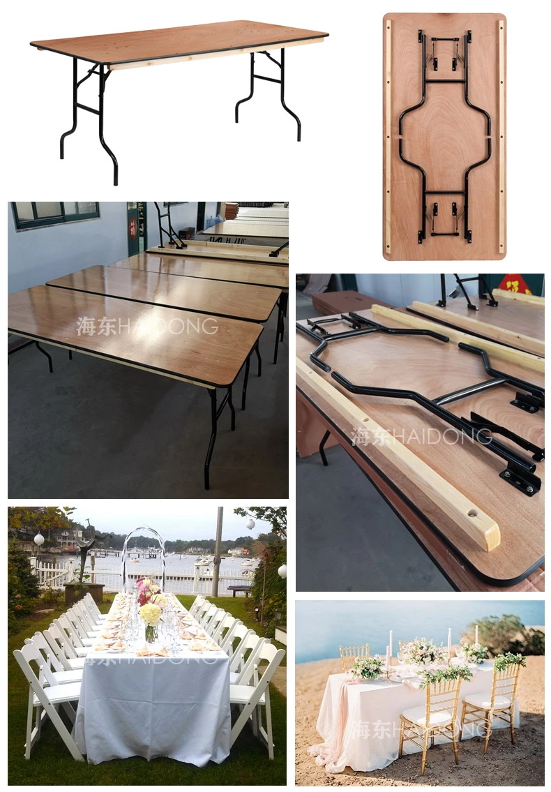 Supply Cheap Outdoor Hotel Wooden Foldable Dining Table and Chair for Hotel Party