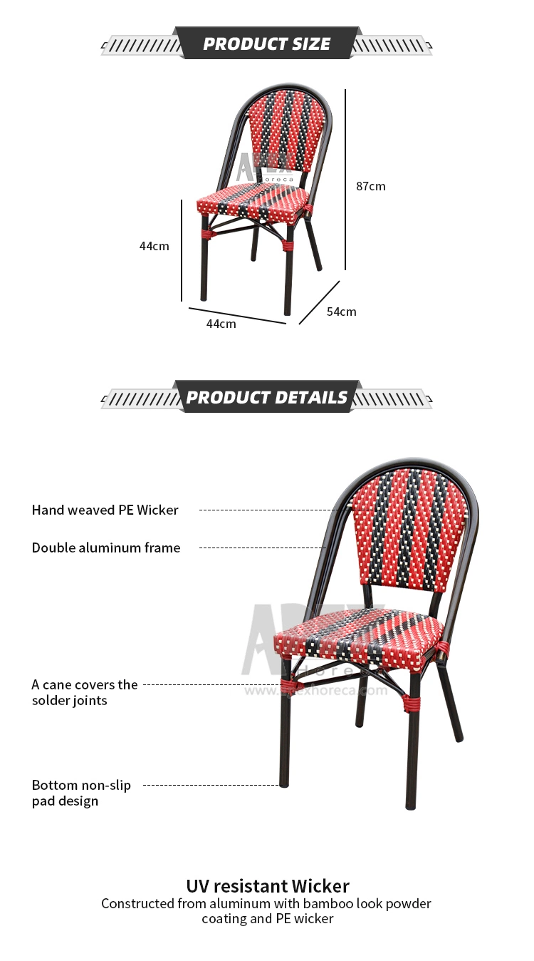 Wholesale Stackable Bamboo Look Wicker Restaurant Cafe Chair