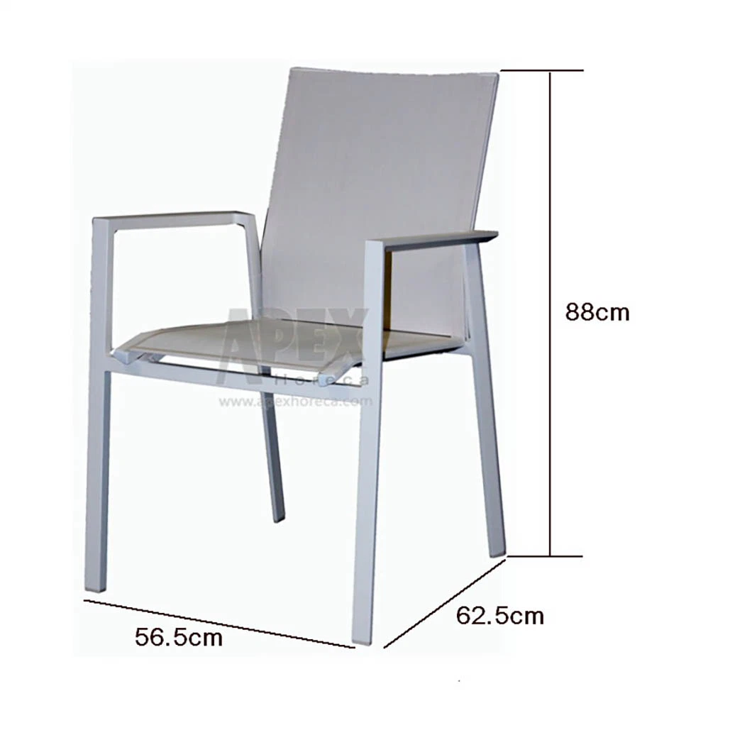 Outdoor Garden Furniture Set Bistro Aluminum Frame Waterproof Dining Chair with Armrests