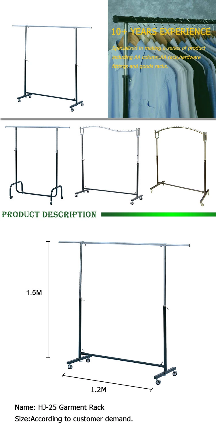 Hot Sale Single Pipe Metal Display Garment Rolling Rack for Clothes