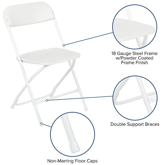 Heavy Duty Garden Party Comfortable Plastic White Folding Chair for Event