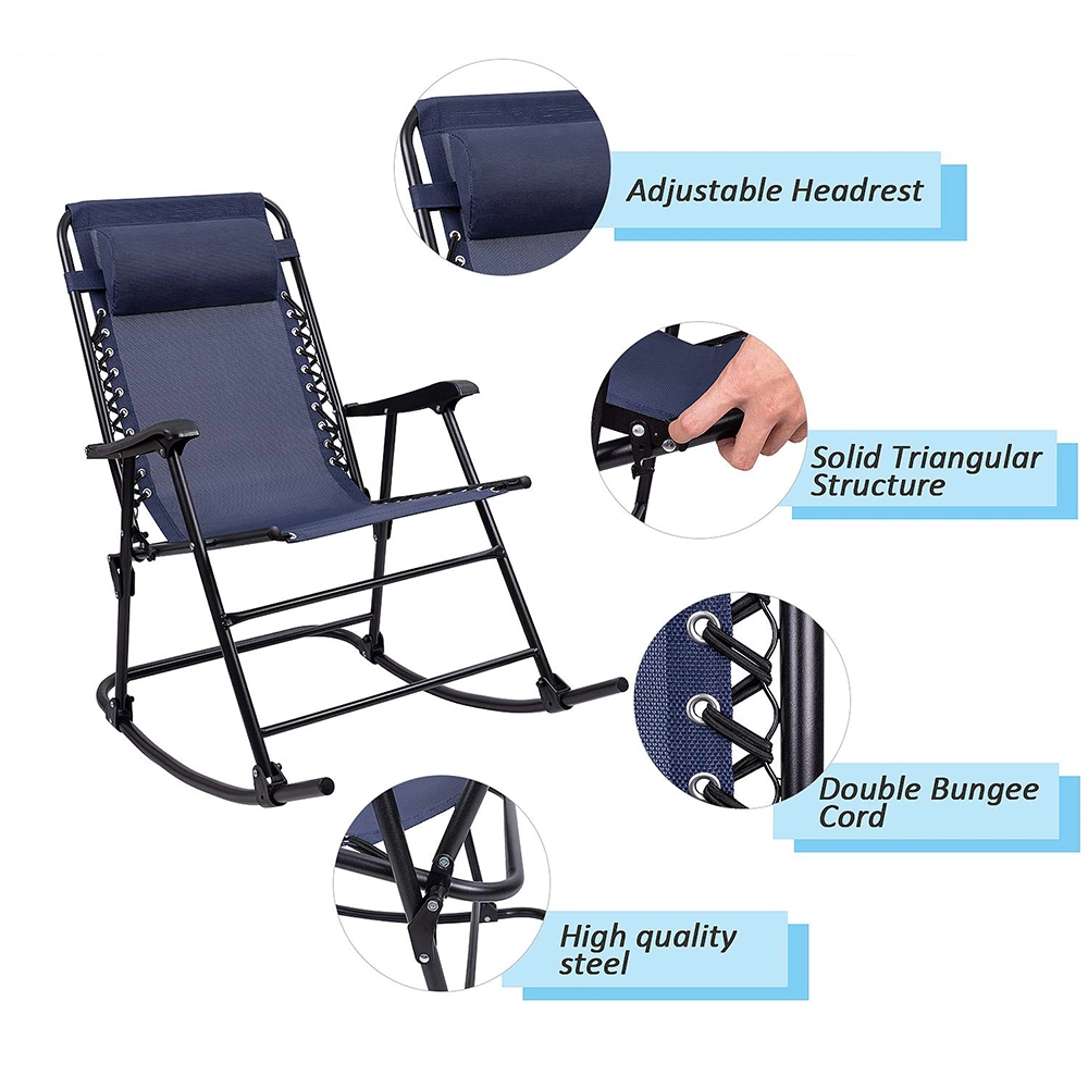 Portable Folding Recliner with Headrest Zero Gravity Rocking Camping Fishing Patio Chair