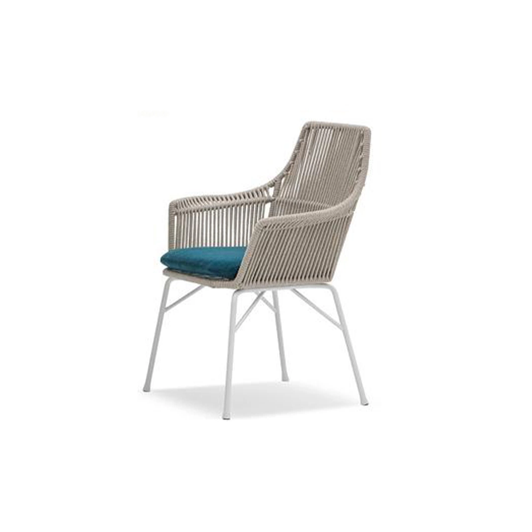 Aluminum Stackable Outdoor Patio Dining Chairs with Teak Armrests