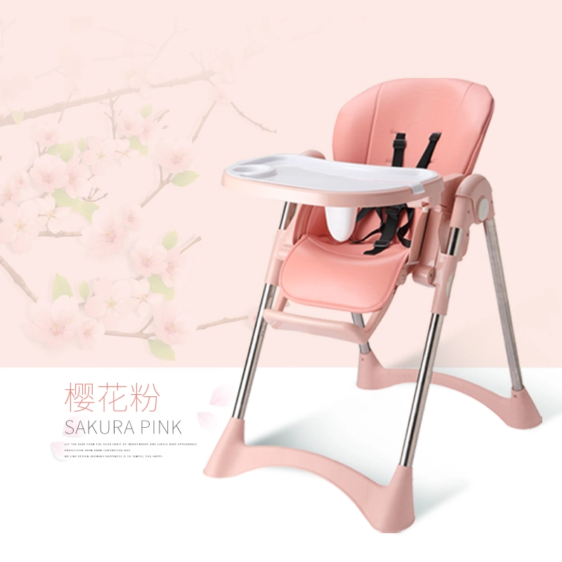 Portable Kids Table Foldable Dining Chair Adjustable Height Baby High Chair Baby High Feeding Chair