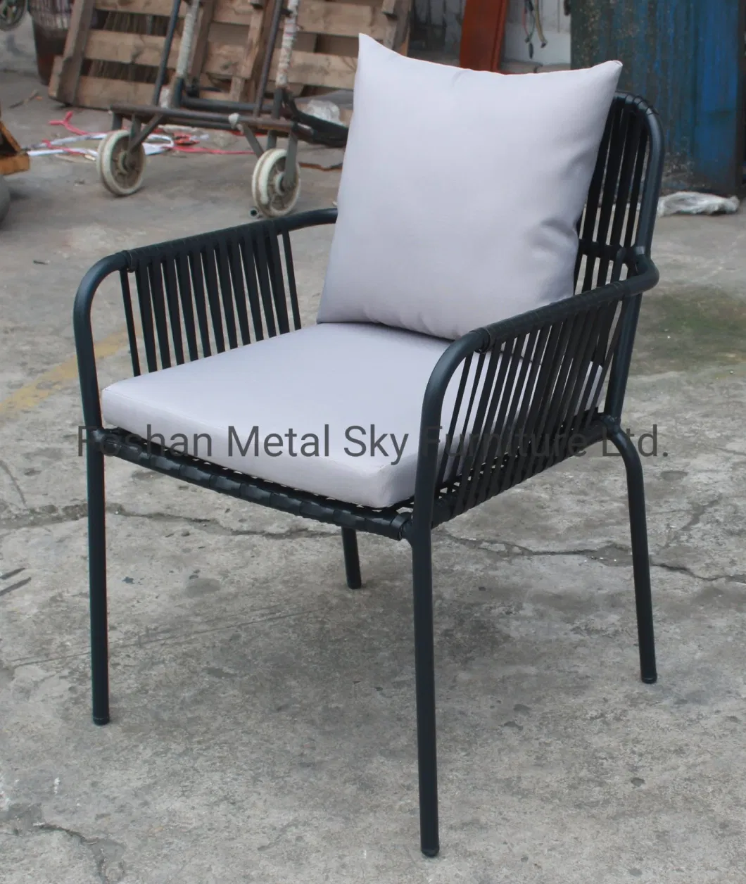 Outdoor Metal Garden Hotel Restaurant Rattan Wicker Rope Table Chair