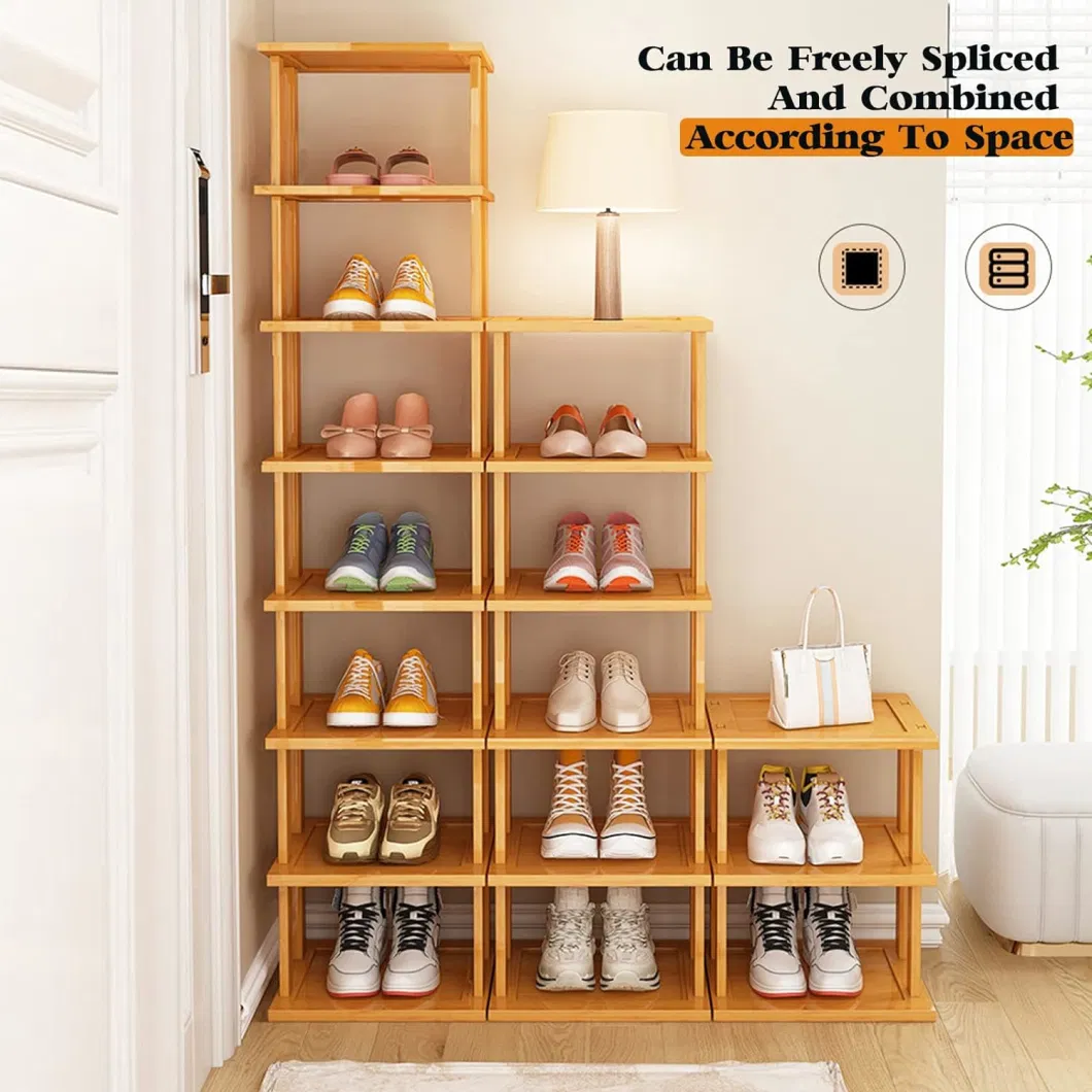 Bamboo Vertical Tall Narrow Closet Entryway Corner Garage and Bedroom Shoe Rack Space Saving Storage