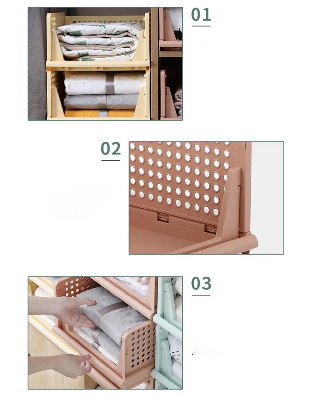 Wardrobe Storage Layered Partition Basket Shelf Drawer Type Folding Clothes Storage