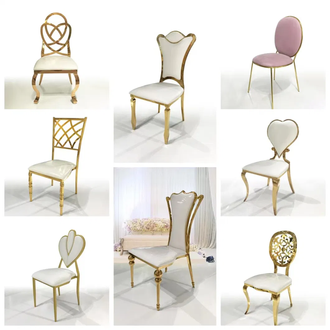 Phoenix Gold Stainless Steel Back Carved Exquisite Design European White Leather Chair