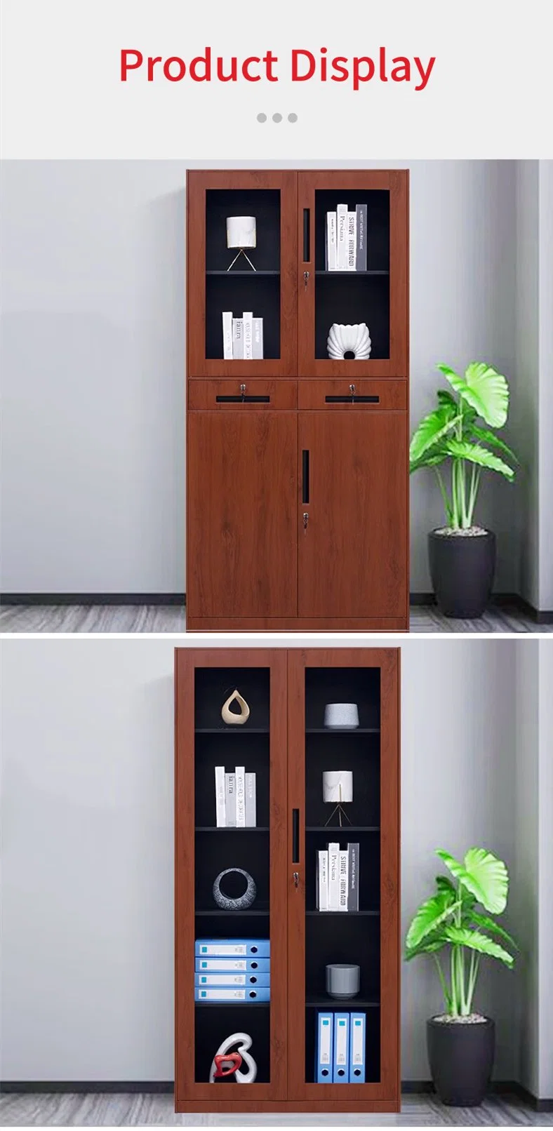 Wooden Color Home and Office Use 4 Door Storage Steel Locker