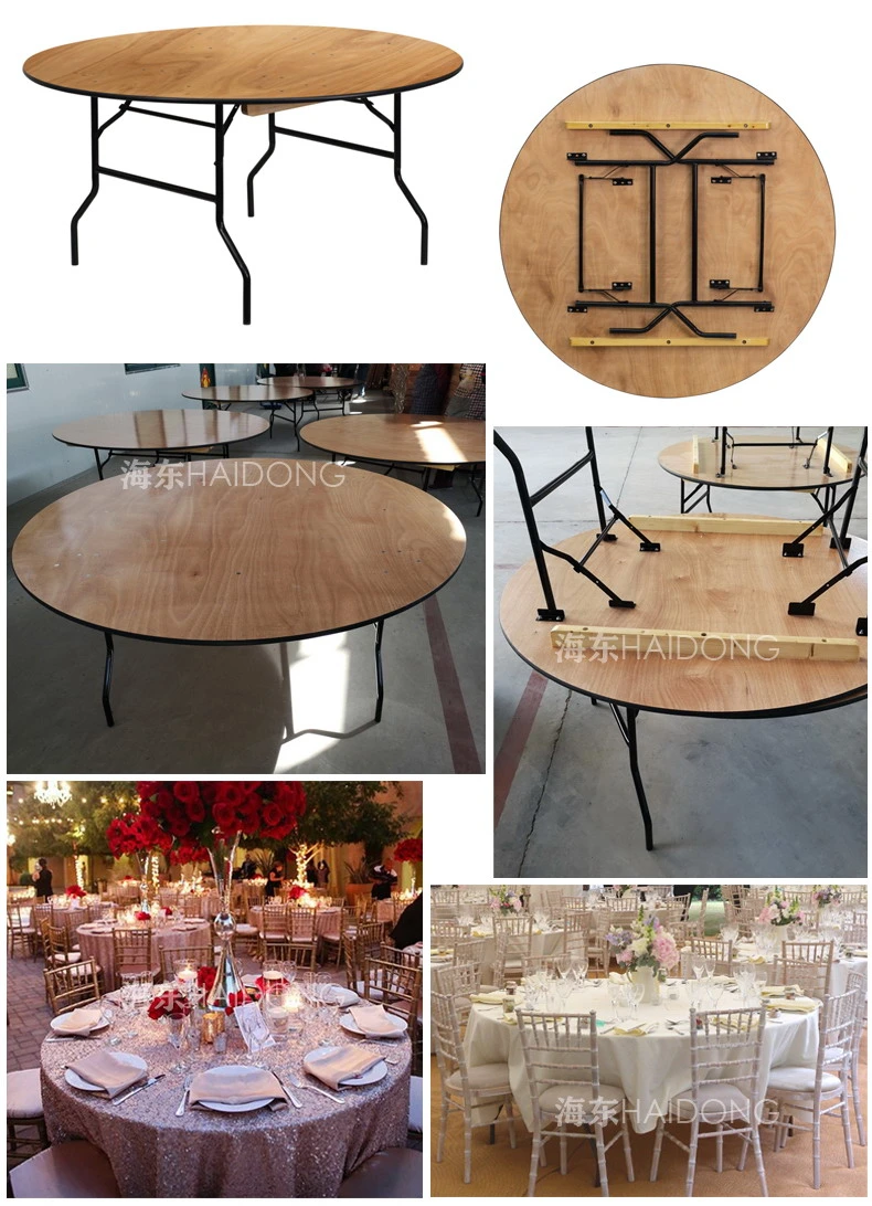 Supply Cheap Outdoor Hotel Wooden Foldable Dining Table and Chair for Hotel Party