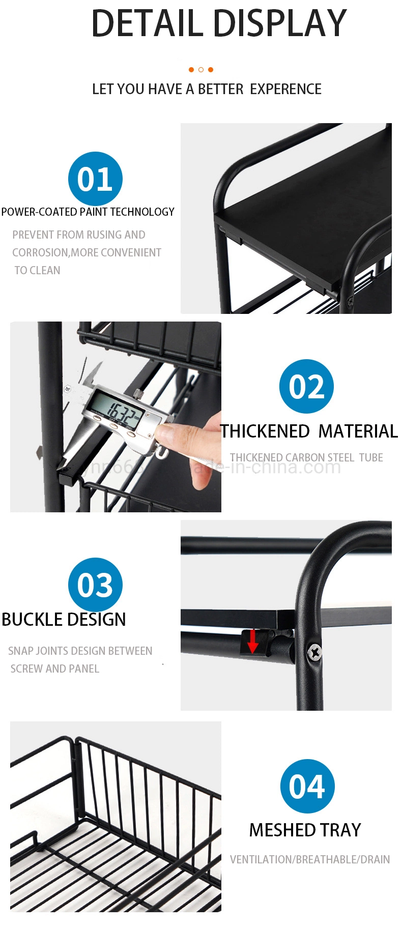 Shelving Bathroom Organizer Multiple Tier Stainless Steel Kitchen Storage Rack for The Narrow Space Storage Cart with Wheels