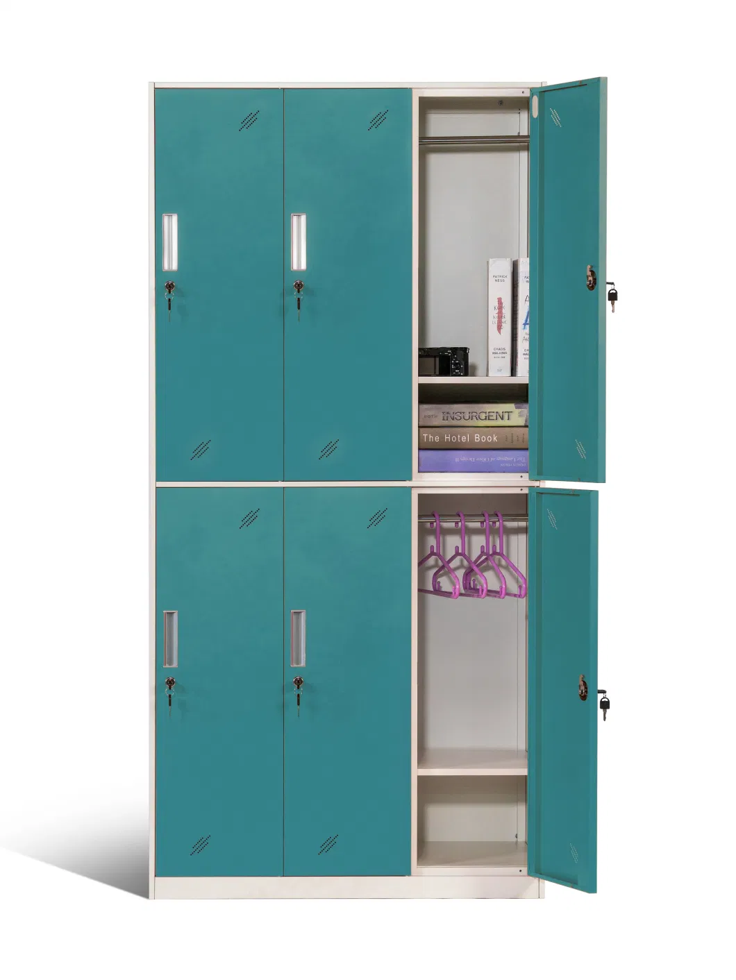 Modern 6 Door Metal School Storage Cabinet Clothes Locker with Shelf