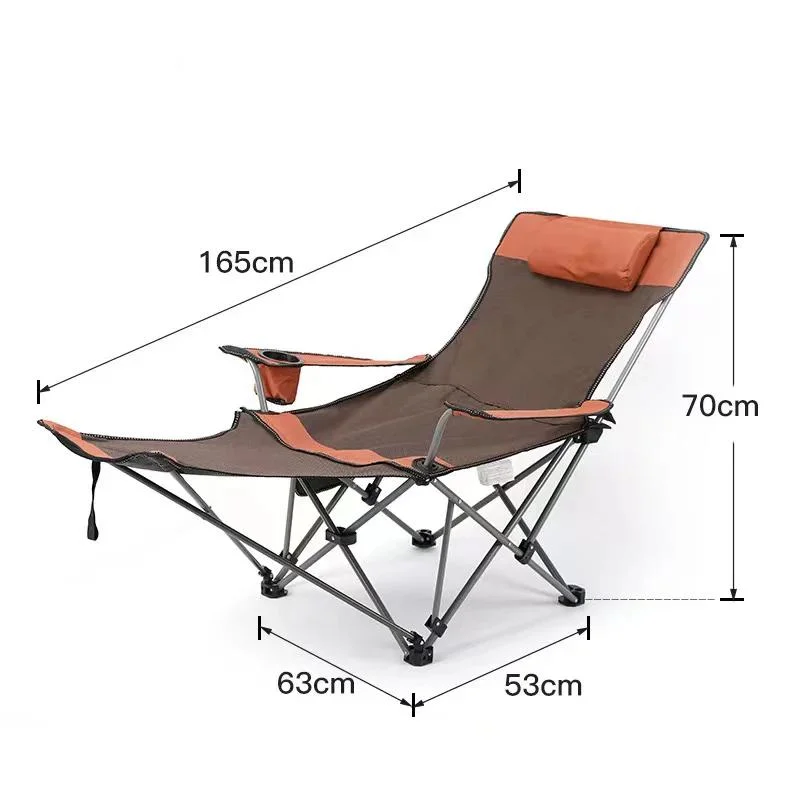 Adjustable Outdoor Relax Reclining Metal Folding Camping Chair with Armrest