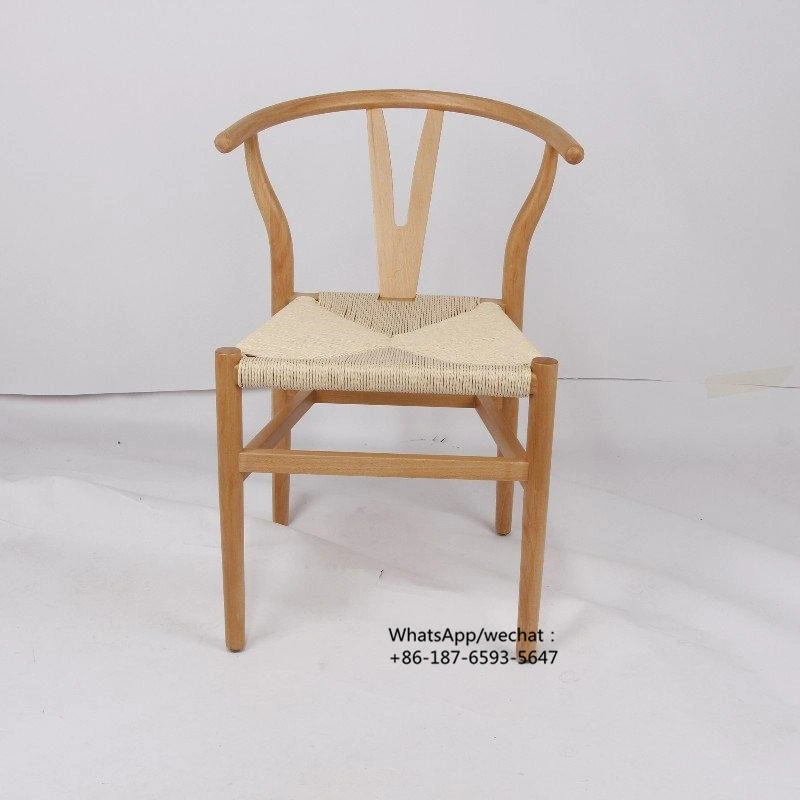 Black Wooden Wishbone Y Chair with Paper Rope Seat