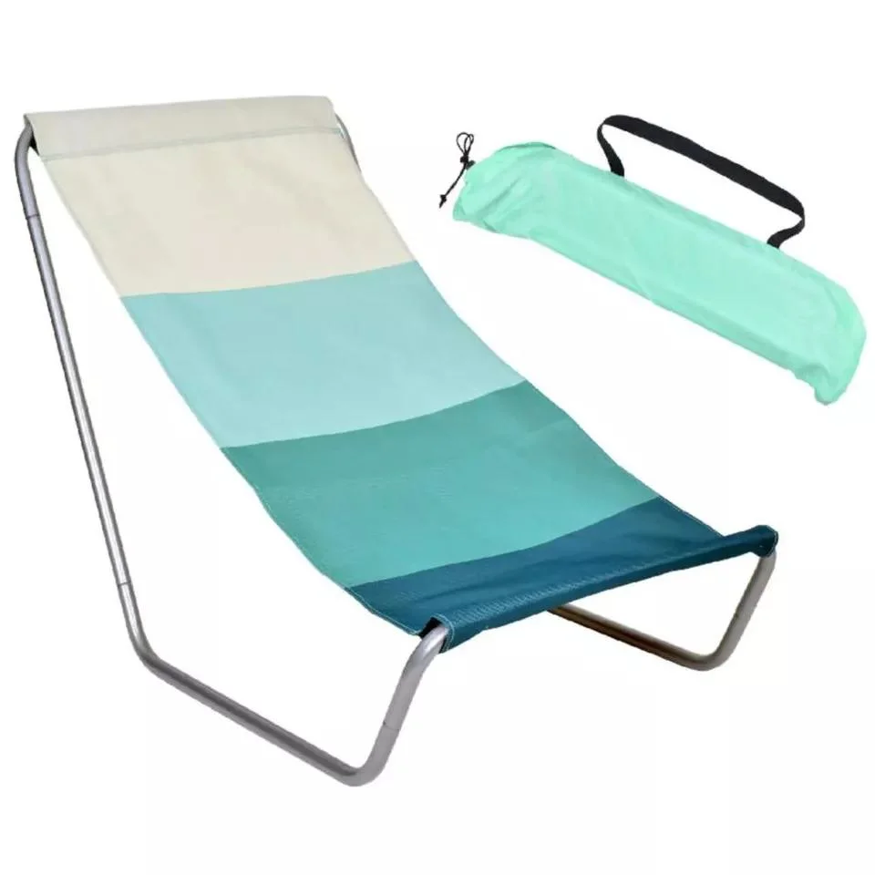 Metal Deckchair Low Seat Sun Lounger Camping Recliner Compact Beach Chair with Carry Bag